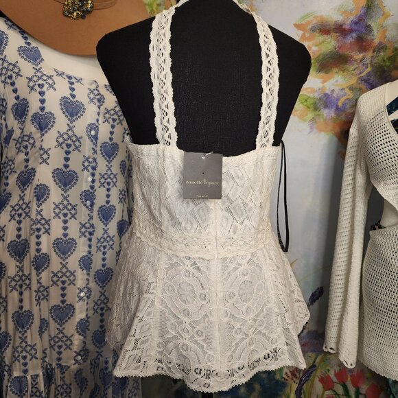 NWT- White Lace Halter Style Top-Nanette Lepore - Picture 3 of 6